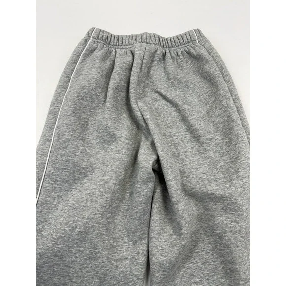 Edikted Grey Wide Leg Sweatpants White Piping Detail Women's XS Baggy Joggers - Picture 10 of 11